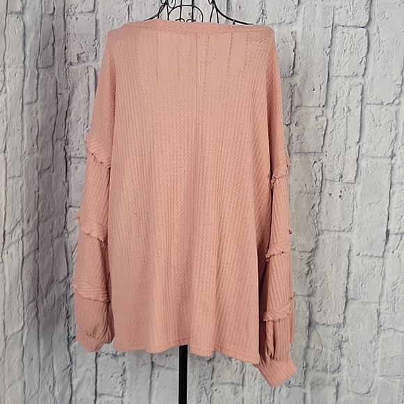 143 STORY BY LINE UP Pink Ruffled Sleeves Oversized Blouse Large - Picture 5 of 6